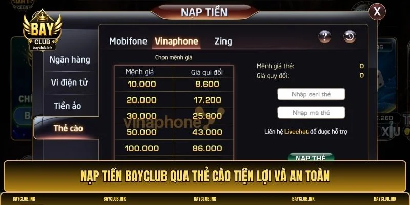Nạp tiền Bayclub